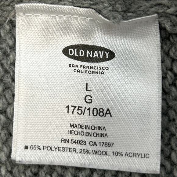 Gap Cardigan Sweater Mens L Large Gray Fair Isle Shawl Collar Wool Blend Winter - Picture 6 of 7